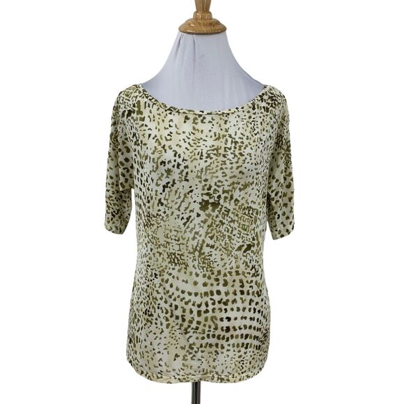 Max Mara Leopard Top Women XL Extra Large Mid Sleeves Boat Neck Made Italy *READ - Picture 1 of 12